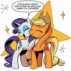 Size: 1013x1023 | Tagged: safe, artist:andypriceart, derpibooru import, idw, applejack, rarity, earth pony, unicorn, friends forever, spoiler:comic, spoiler:comicff8, female, official comic, shipping fuel