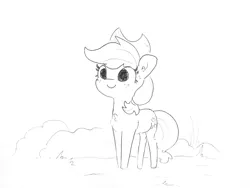 Size: 1920x1440 | Tagged: safe, artist:tjpones, derpibooru import, edit, editor:dsp2003, applejack, earth pony, pony, chest fluff, cute, ear fluff, female, jackabetes, mare, monochrome, neat, simple background, smiling, solo, traditional art, white background