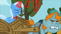 Size: 1280x720 | Tagged: safe, derpibooru import, screencap, snails, snips, trixie, pony, unicorn, magic duel, abuse, alicorn amulet, animated, arrogant, brainwashed, bucktooth, chariot, colt, corrupted, dark magic, duo focus, female, foal abuse, magic, magic aura, male, mare, offscreen character, protest, pulling, scared, sin of pride, snailsabuse, snipsabuse, sound, struggling, stubborn, sweat, telekinesis, that pony sure does hate wheels, threatening, trixie is not amused, unamused, webm, whip