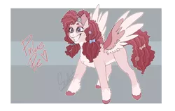 Size: 2946x1861 | Tagged: safe, artist:scalent, derpibooru import, pinkie pie, pegasus, pony, leak, spoiler:g5, candy, candy in hair, female, food, g5, hooves, mare, pegasus pinkie pie, pinkie pie (g5), race swap, redesign, simple background, wings