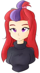 Size: 828x1495 | Tagged: safe, alternate version, artist:jovalic, derpibooru import, moondancer, human, equestria girls, bust, clothes, cute, dancerbetes, equestria girls-ified, female, humanized, missing accessory, simple background, solo, sweater, transparent background, turtleneck