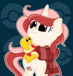 Size: 1280x1331 | Tagged: safe, artist:redpalette, derpibooru import, oc, oc:red palette, pony, unicorn, clothes, crossover, cute, female, mare, pokémon, scarf, shuckle, smiling
