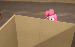 Size: 576x360 | Tagged: safe, artist:fishimira, derpibooru import, pinkie pie, earth pony, pony, 3d, abuse, animated, behaving like a dog, box, cardboard box, confused, crying, cupcake, cute, diapinkes, doom, doom slayer, doomguy, eyes closed, female, flick, food, frown, hand, happy, looking at you, looking up, mare, middle finger, nose flick, offscreen character, open mouth, pinkiebuse, pov, pure unfiltered evil, sad, sign, sitting, smiling, source filmmaker, tail wag, teary eyes, vulgar