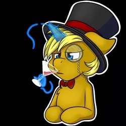 Size: 1000x1000 | Tagged: safe, artist:melodis, derpibooru import, oc, unofficial characters only, unicorn, bowtie, cocktail, hand, hat, magic, magic hands, monocle, top hat