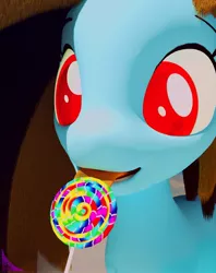 Size: 1748x2209 | Tagged: safe, artist:kiodima, artist:pony_kioshka, derpibooru import, oc, oc:mihana, unofficial characters only, pony, 3d, candy, cinema 4d, cute, food, lollipop, red eyes, solo, tongue out