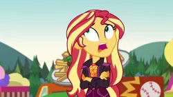 Size: 1920x1080 | Tagged: safe, derpibooru import, screencap, sunset shimmer, equestria girls, equestria girls series, sunset's backstage pass!, spoiler:eqg series (season 2), music festival outfit, solo