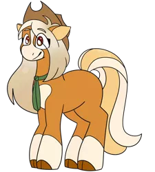 Size: 2324x2580 | Tagged: safe, artist:spaceoreos, derpibooru import, applejack, earth pony, pony, leak, spoiler:g5, applejack (g5), clothes, coat markings, female, g5, hat, mare, redesign, scarf, solo