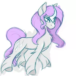 Size: 1300x1300 | Tagged: safe, artist:marinamorena, derpibooru import, rarity, pony, unicorn, leak, spoiler:g5, curved horn, female, g5, horn, mare, rarity (g5), redesign, simple background, white background