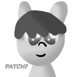 Size: 1000x1000 | Tagged: artist needed, derpibooru import, gray eyes, gray fur, gray mane, grayscale, looking at you, miiverse, monochrome, oc, oc:patch patch, safe, simple background, solo, transparent background, unofficial characters only