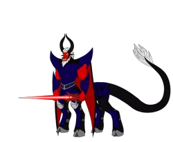 Size: 1557x1280 | Tagged: safe, artist:kahnac, derpibooru import, lord tirek, centaur, season 9, spoiler:s09, armor, cape, clothes, cloven hooves, colored hooves, male, simple background, solo, story included, sword, transparent background, weapon