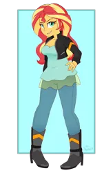 Size: 2600x4300 | Tagged: safe, artist:notenoughapples, derpibooru import, sunset shimmer, equestria girls, clothes, jacket, leather jacket, pigeon toed, simple background, solo