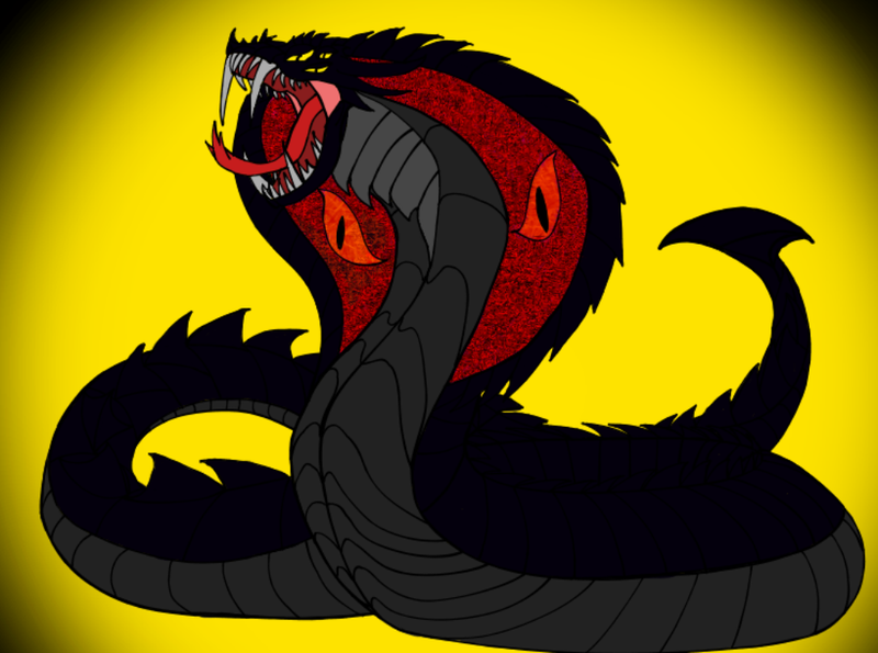 Size: 1010x751 | Tagged: safe, artist:kahnac, derpibooru import, oc, oc:apophis, unofficial characters only, cobra, snake, season 9, spoiler:s09, apep, dark god, egyptian god, god, solo, story included