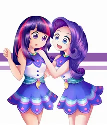 Size: 2160x2528 | Tagged: anime style, artist:autumn rush, clothes, cute, derpibooru import, dress, duo, duo female, female, human, humanized, lesbian, rarilight, rarity, safe, shipping, the ticket master, twilight sparkle