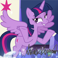 Size: 235x235 | Tagged: safe, derpibooru import, edit, edited screencap, screencap, twilight sparkle, twilight sparkle (alicorn), alicorn, pony, shadow play, autograph, autograph meme, cropped, cutie map, donald trump, female, meme, shrug, signature, text, throne