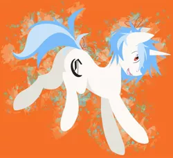 Size: 2048x1868 | Tagged: safe, artist:clair, derpibooru import, oc, oc:clair, oc:clairvoyance, unofficial characters only, pony, unicorn, blackletter, heart eyes, lineless, lineless art, lineless fullbody, open mouth, orange background, ribbon, simple background, solo, wingding eyes