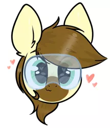 Size: 3376x3930 | Tagged: safe, artist:itsmeelement, derpibooru import, oc, oc:calpain, unofficial characters only, earth pony, pony, bust, goggles, heart, solo