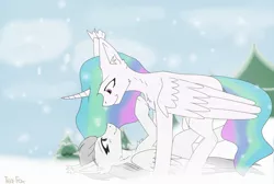 Size: 1795x1205 | Tagged: safe, derpibooru import, princess celestia, oc, oc:light knight, canon x oc, lightestia, looking at each other