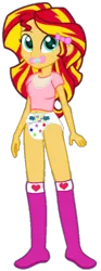 Size: 308x829 | Tagged: artist needed, source needed, suggestive, derpibooru import, sunset shimmer, equestria girls, abdl, bib, bow, clothes, diaper, diaper fetish, fetish, pacifier, shirt, simple background, socks, solo, transparent background