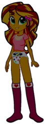 Size: 301x832 | Tagged: artist needed, source needed, suggestive, alternate version, derpibooru import, sunset shimmer, equestria girls, abdl, bib, bow, clothes, cute, diaper, diaper fetish, fetish, shirt, simple background, socks, solo, transparent background