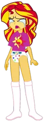 Size: 301x836 | Tagged: artist needed, source needed, suggestive, alternate version, derpibooru import, sunset shimmer, equestria girls, abdl, clothes, crying, cutie mark, cutie mark on clothes, diaper, diaper fetish, eyes closed, fetish, open mouth, shirt, simple background, socks, solo, transparent background