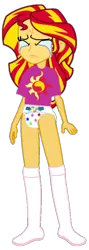 Size: 302x844 | Tagged: artist needed, source needed, suggestive, alternate version, derpibooru import, sunset shimmer, equestria girls, abdl, clothes, crying, cutie mark, cutie mark on clothes, diaper, diaper fetish, eyes closed, fetish, shirt, simple background, socks, solo, transparent background