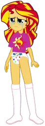 Size: 301x831 | Tagged: artist needed, source needed, suggestive, alternate version, derpibooru import, sunset shimmer, equestria girls, abdl, clothes, crying, cutie mark, cutie mark on clothes, diaper, diaper fetish, fetish, sad, shirt, simple background, socks, solo, sunsad shimmer, transparent background