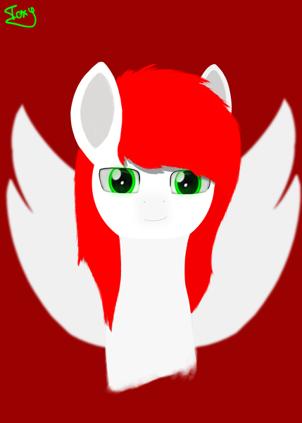 Size: 5000x7000 | Tagged: safe, artist:graphictoxin, derpibooru import, oc, oc:daren, oc:graphic toxin, unofficial characters only, pegasus, pony, absurd resolution, bust, cute, glowing eyes, lineless, male, minimalist, modern art, portrait, simple background, solo, stallion, wings