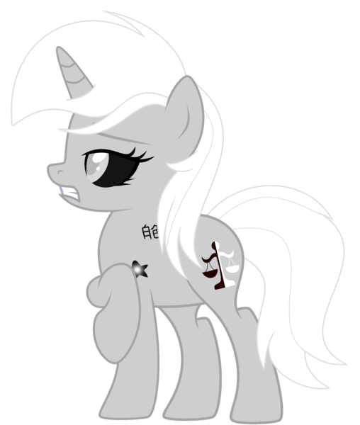 Size: 2242x2650 | Tagged: safe, artist:celestial-rue0w0, artist:lazuli, derpibooru import, oc, oc:neigh-jing, unofficial characters only, pony, unicorn, base used, black sclera, commission, female, mare, raised hoof, simple background, solo, tattoo, transparent background