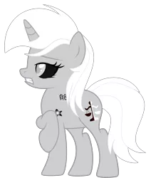 Size: 2242x2650 | Tagged: safe, artist:celestial-rue0w0, artist:lazuli, derpibooru import, oc, oc:neigh-jing, unofficial characters only, pony, unicorn, base used, black sclera, commission, female, mare, raised hoof, simple background, solo, tattoo, transparent background