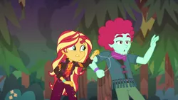 Size: 1920x1080 | Tagged: safe, derpibooru import, screencap, oxford brush, sunset shimmer, equestria girls, equestria girls series, sunset's backstage pass!, spoiler:eqg series (season 2), music festival outfit