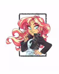 Size: 800x1000 | Tagged: safe, artist:katrina hadley, artist:lunchie, derpibooru import, sunset shimmer, equestria girls, big honkin' watermark in the middle of everything, obtrusive watermark, official fan art, solo, watermark