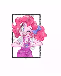 Size: 800x1000 | Tagged: safe, artist:katrina hadley, artist:lunchie, derpibooru import, pinkie pie, equestria girls, big honkin' watermark in the middle of everything, heart, heart hands, obtrusive watermark, official fan art, solo, watermark