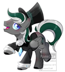 Size: 1180x1298 | Tagged: safe, artist:manella-art, derpibooru import, oc, oc:octaver, unofficial characters only, pegasus, pony, clothes, hat, male, simple background, solo, stallion, suit, top hat, transparent background