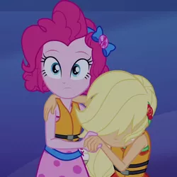 Size: 1080x1080 | Tagged: safe, derpibooru import, screencap, applejack, pinkie pie, equestria girls, equestria girls series, spring breakdown, spoiler:eqg series (season 2), cropped, duo, female, lifejacket, seasickness