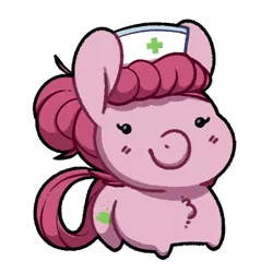 Size: 500x500 | Tagged: safe, artist:quarantinedchaoz, derpibooru import, oc, oc:bubbly joy, unofficial characters only, earth pony, pony, chibi, female, green cross, hat, mare, nurse, nurse hat, simple background, solo, transparent background