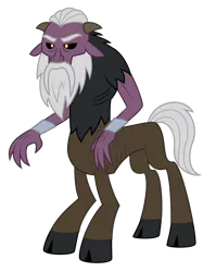 Size: 1280x1608 | Tagged: artist:aleximusprime, beard, centaur, cloven hooves, derpibooru import, elderly, facial hair, fiendship is magic, flurry heart's story, horns, hunched over, idw, male, old, safe, sendak the elder, simple background, small horns, solo, thin, transparent background, wrist cuffs