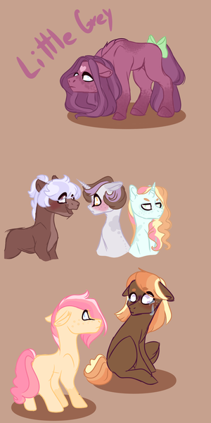 Size: 1000x2000 | Tagged: artist:kiwigoat-art, derpibooru import, magical lesbian spawn, oc, oc:apple spice, oc:gray scale, oc:little grey, oc:peach fuzz, oc:platinum melody, oc:riddle, offspring, parent:apple bloom, parent:babs seed, parent:button mash, parent:diamond tiara, parent:party favor, parent:pinkie pie, parents:babstwist, parents:diamondbloom, parent:silver spoon, parent:snips, parents:partypie, parents:silvermash, parents:sweetiesnips, parent:sweetie belle, parent:twist, safe, unofficial characters only