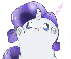 Size: 1300x1080 | Tagged: safe, artist:strabarybrick, derpibooru import, rarity, pony, unicorn, :3, :p, blob ponies, chibi, cute, female, floating heart, heart, looking at you, mare, raribetes, rarity is a marshmallow, simple background, solo, tongue out, white background
