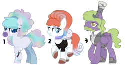 Size: 1024x535 | Tagged: safe, artist:midnightamber, derpibooru import, oc, earth pony, galarian ponyta, pegasus, pony, ponyta, vulpix, adoptable, adopts for sale, alolan vulpix, bases used, blowing bubblegum, crossed legs, curly hair, female, food, galarian weezing, gum, hat, male, mare, multicolored hair, paypal, pokemon theme, pokémon, raised hoof, simple background, top hat, transparent background, wavey hair, wavy mustache