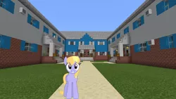 Size: 1334x750 | Tagged: safe, artist:bluemeganium, derpibooru import, edit, editor:topsangtheman, cloud kicker, pegasus, pony, house, looking at you, minecraft, photoshop