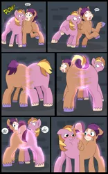 Size: 5000x8000 | Tagged: safe, artist:chedx, author:bigonionbean, derpibooru import, oc, oc:fast hooves, oc:home defence, oc:king speedy hooves, clydesdale, earth pony, pegasus, pony, unicorn, comic:the fusion flashback, blushing, butt, comic, commissioner:bigonionbean, confused, confusion, conjoined, dat butt, dialogue, extra thicc, flank, fusion, fusion:fast hooves, fusion:home defence, fusion:king speedy hooves, large butt, magic, meme, merge, merging, panicking, plot, potion, swelling, swollen, thicc ass