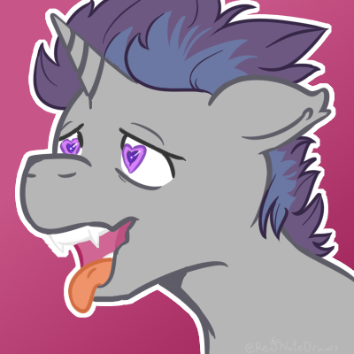 Size: 400x400 | Tagged: questionable, artist:red note, derpibooru import, oc, oc:verlo streams, unofficial characters only, ahegao, commission, fangs, icon, male, open mouth, solo, solo male, tongue out, wingding eyes, your character here