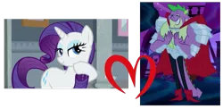 Size: 737x361 | Tagged: safe, derpibooru import, edit, edited screencap, screencap, rarity, spike, beefspike, female, male, shipping, shipping domino, sparity, straight