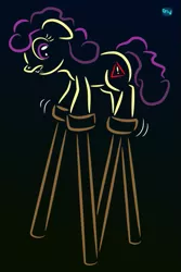 Size: 401x601 | Tagged: safe, artist:quint-t-w, derpibooru import, oc, unofficial characters only, earth pony, pony, dark background, female, filly, lip bite, old art, solo, stilts, uneasy