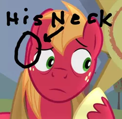 Size: 610x594 | Tagged: safe, derpibooru import, edit, edited screencap, screencap, big macintosh, earth pony, pony, hard to say anything, animation error, cropped, solo