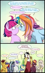 Size: 754x1214 | Tagged: adopted offspring, artist:hazurasinner, boop, comic, derpibooru import, dialogue, draconequus, draconequus oc, female, grin, hybrid, interspecies offspring, magical gay spawn, magical lesbian spawn, male, mare, multicolored hair, next generation, noseboop, oc, oc:agate quartz, oc:apple syrup, oc:bing cherry, oc:gallant shield, oc:harmony (hazurasinner), oc:lucky moonflower, oc:prince pandemonium, oc:princess radiance, oc:starchaser, oc:windy belle, offspring, parent:applejack, parent:big macintosh, parent:cheerilee, parent:discord, parent:fluttershy, parent:pinkie pie, parent:princess cadance, parent:princess celestia, parent:princess luna, parent:rainbow dash, parent:rarity, parents:cheerimac, parents:dislestia, parents:flutterdash, parent:shining armor, parent:spike, parents:rarijack, parents:shiningcadance, parents:thoraxspike, parents:twinkie, parent:thorax, parent:twilight sparkle, rainbow hair, safe, smiling, speech bubble, stallion, straw in mouth, thought bubble, unofficial characters only