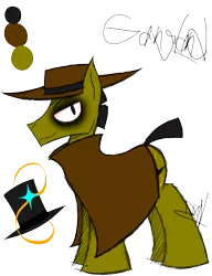 Size: 1150x1500 | Tagged: safe, artist:didun850, derpibooru import, oc, oc:gangland, unofficial characters only, earth pony, pony, clothes, earth pony oc, fedora, hat, male, reference sheet, simple background, stallion, top hat, transparent background