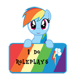 Size: 150x147 | Tagged: safe, artist:majkashinoda626, derpibooru import, rainbow dash, pegasus, pony, happy, i do roleplays, picture for breezies, roleplay info, sign, solo