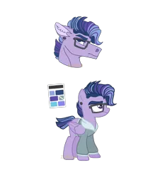Size: 3704x4096 | Tagged: safe, artist:zapwboltbases, derpibooru import, oc, oc:violetta pages, unofficial characters only, pegasus, pony, clothes, ear piercing, earring, female, glasses, hoodie, jewelry, mare, multicolored hair, piercing, simple background, solo, transparent background