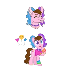 Size: 3704x4096 | Tagged: safe, artist:zapwboltbases, derpibooru import, oc, oc:sunshine smiles (ice1517), unofficial characters only, earth pony, pony, base used, bracelet, choker, clothes, ear piercing, earring, female, heart eyes, heterochromia, jewelry, mare, multicolored hair, one eye closed, open mouth, piercing, raised hoof, simple background, solo, tanktop, transparent background, wingding eyes, wink, wristband